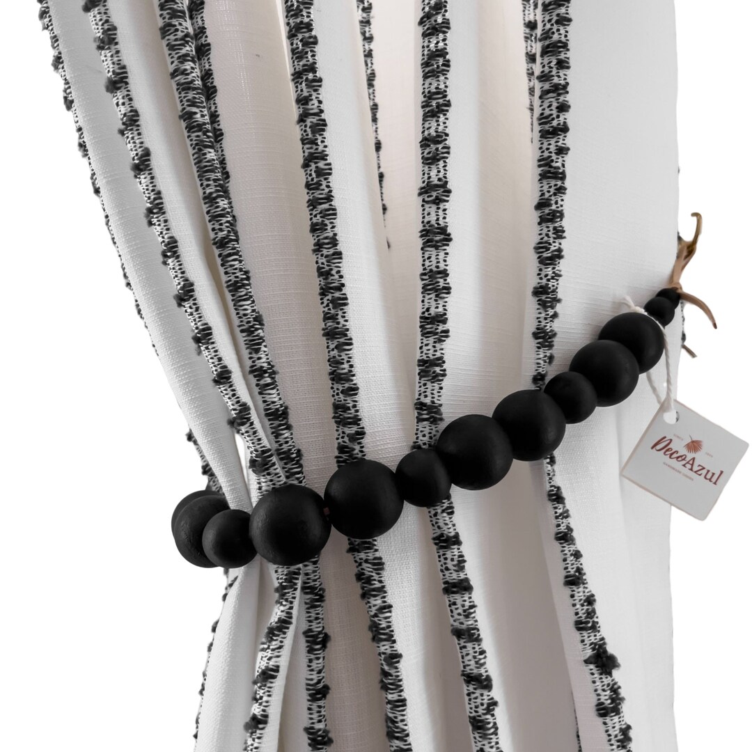 Black Curtain Tie Backs Window Treatment Boho Decor Black Etsy