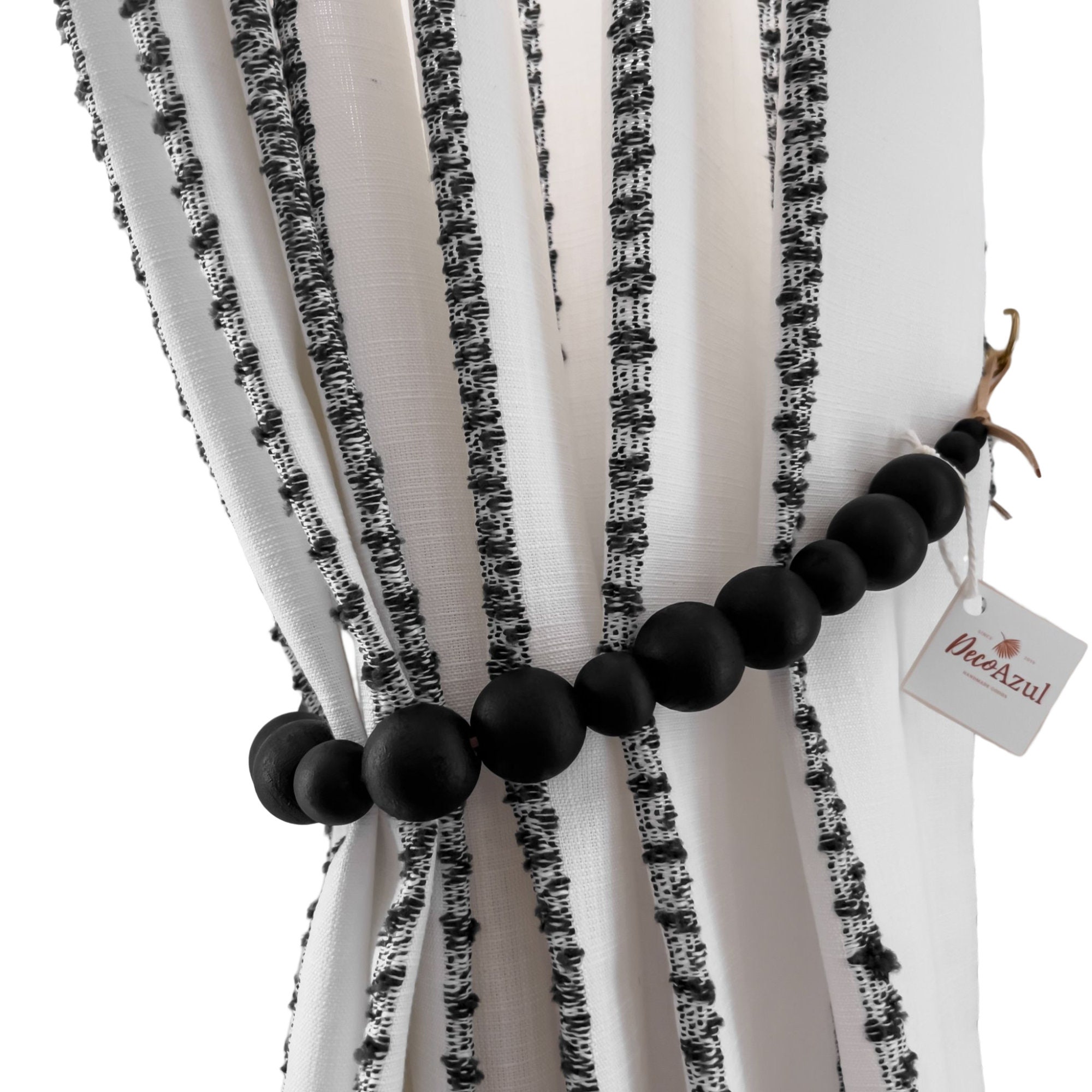 Black Curtain Tie Backs Window Treatment Boho Decor Black Etsy