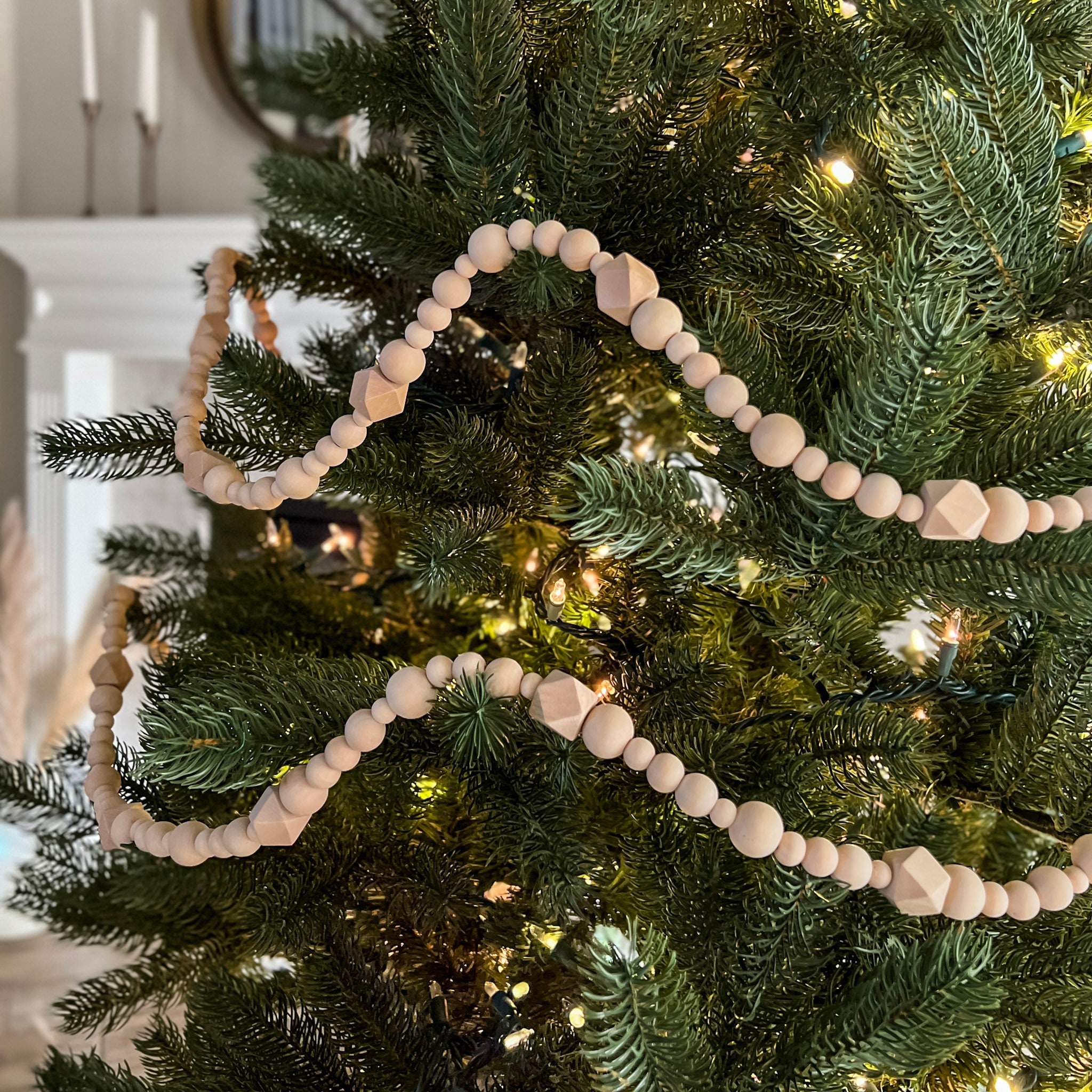 Wood Bead Garland for Christmas Tree, Bday Party Garland