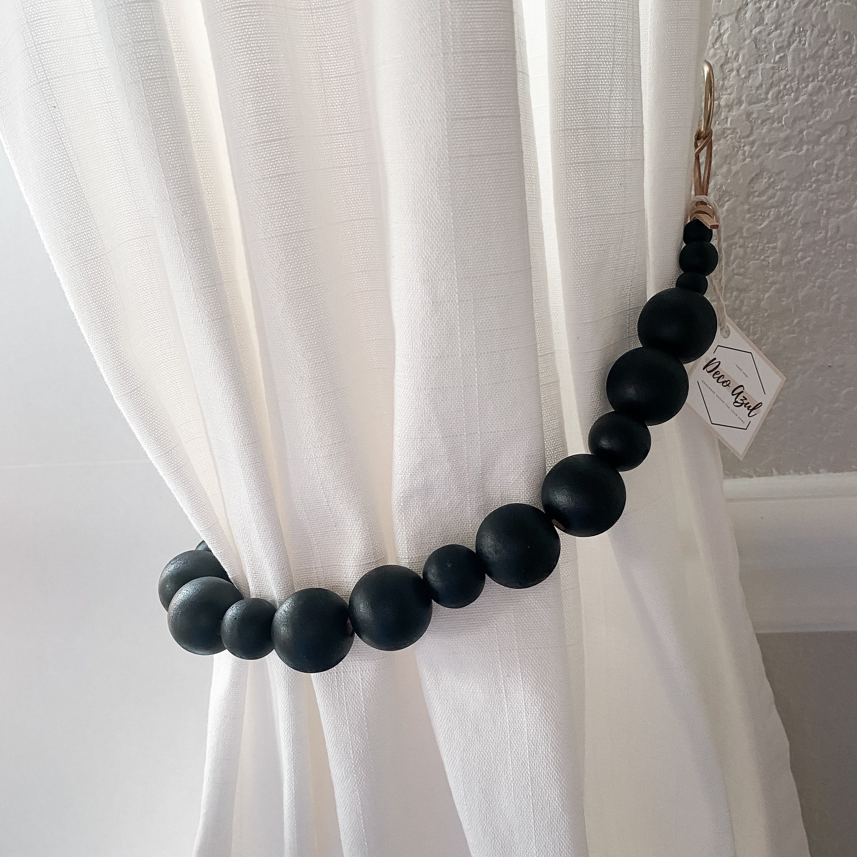 Black Curtain Tie Backs Window Treatment Boho Decor Natural Etsy