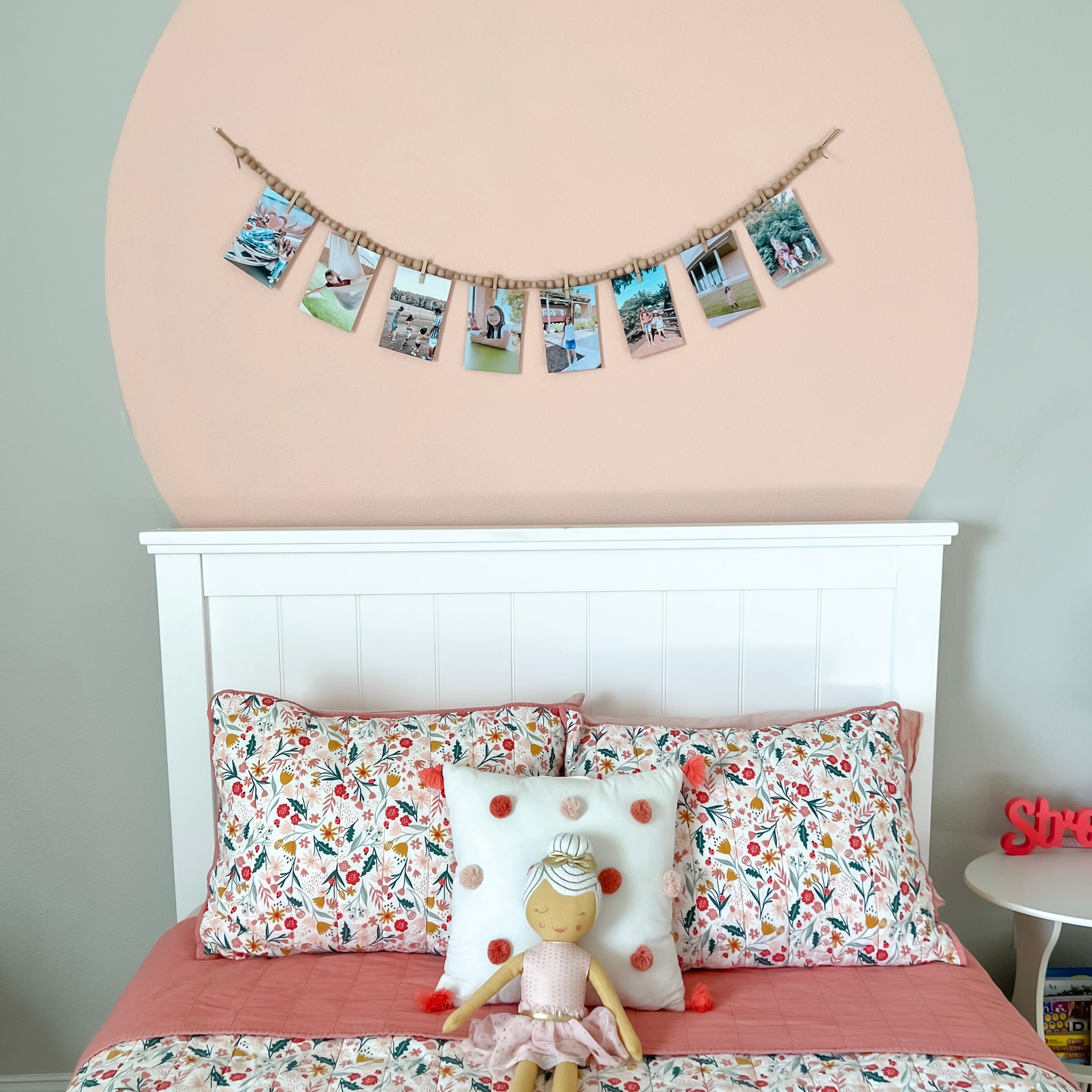 Guirlande Murale Boho Shimmerz Avec Perles En Bois Et 10 Pinces - Cadre Photo Polaroid Pour Chambre