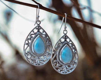 Silver earrings Larimar