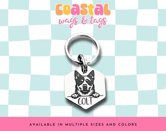 Dog Breed Australian Cattle Dog Dog Tag, Custom Engraved Pet ID Tag, Pet Identification Tag, Cat Tag, Coastal Wags & Tags