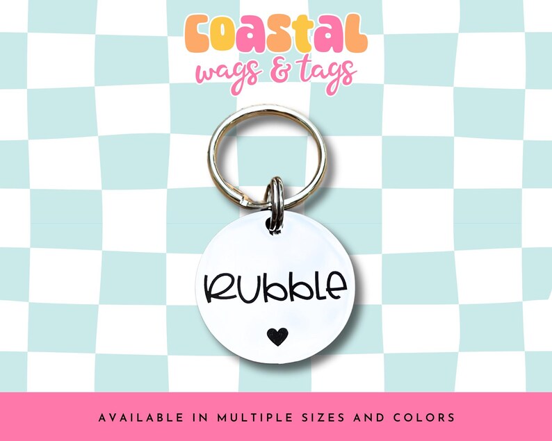 Simple Heart Dog Tag, Custom Engraved Pet ID Tag, Pet Identification ...