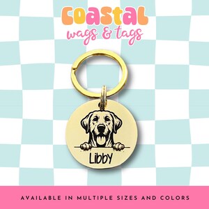 Dog Breed Labrador Retriever Dog Tag, Custom Engraved Pet ID Tag, Pet Identification Tag, Coastal Wags & Tags