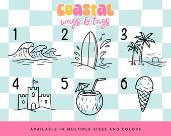 Choose Your Own Beach Design Tag, Custom Engraved Pet ID Tag, Pet Identification Tag, Cat Tag, Coastal Wags & Tags