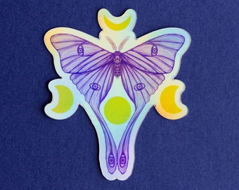 Lunar Moth Holographic Sticker