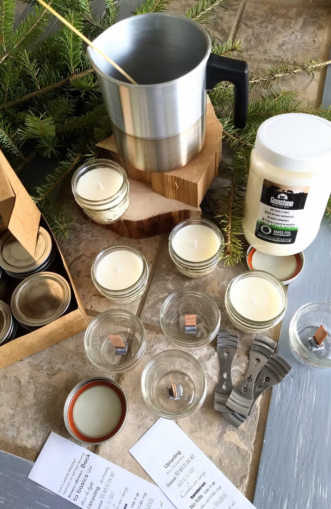 Tallow candles jar candles gift box scentfree 4oz mason Etsy