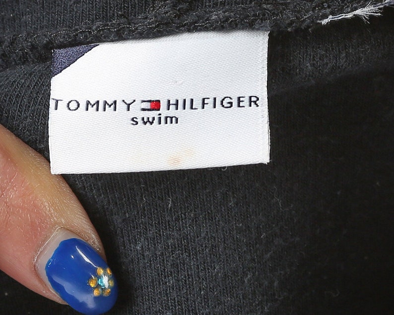 Tommy Hilfiger Hoodie Jacket 90s Fleece Hoodie Black Bomber Track Jacket Hilfiger Logo Vintage Zip Up Street Sport Unisex size Small