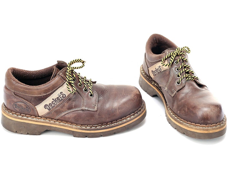 Eur 41.5 Uk 8 US men 8,5 Work Footwear Shoes for Men 80s Vintage DOCKER/'S Footwear Tanned Brown Leather Rugged Sole