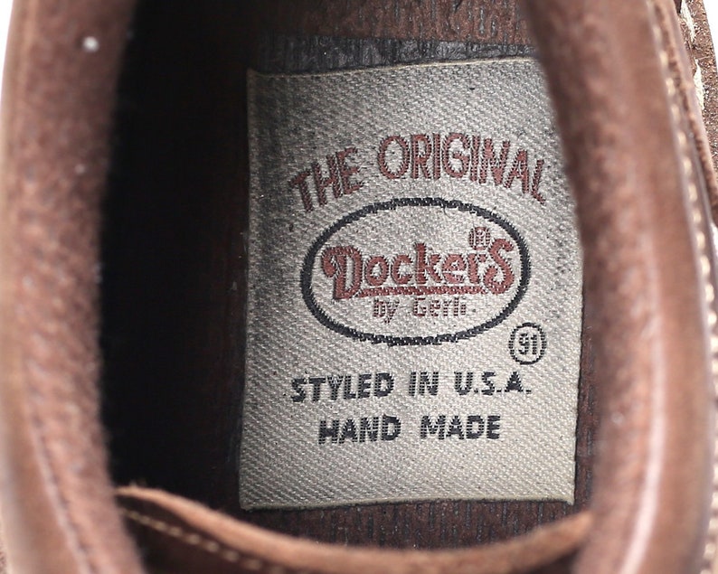 Eur 41.5 Uk 8 US men 8,5 Work Footwear Shoes for Men 80s Vintage DOCKER/'S Footwear Tanned Brown Leather Rugged Sole