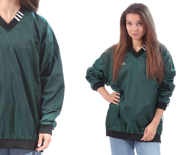 ADIDAS RAIN Windbreaker Jacke grün weiß 90er Jahre Vintage ...