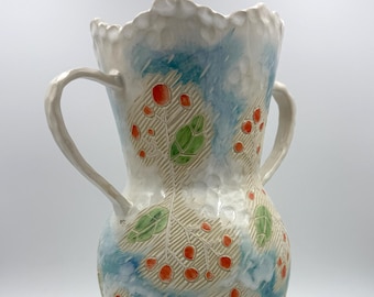 WinterBerry Stacked Vase, handmade ceramic sculptural vase