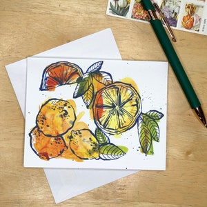 Ensemble de cartes de correspondance Always Lemons, 5 cartes vierges avec enveloppes, cadeau pour hôtesse, cadeau pour nouveau propriétaire, cadeau pour chef cuisinier, aquarelle et encre