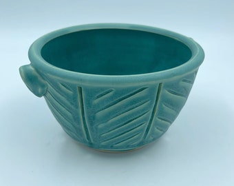 Berry Bowl Handmade Pottery Blue Green strainer