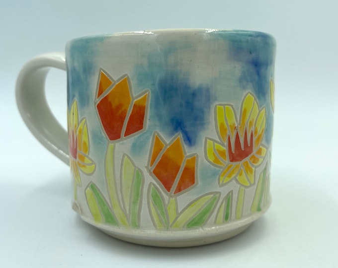 Spring Song Mug, handmade ceramic mug
