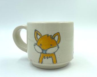 Fox Cocoa Cup, small children's hot chocolate mug, gift for new baby, 1st birthday gift