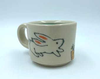 Bunny Rabbit Cocoa Cup, small handmade ceramic mug