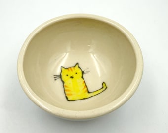 Handmade Kitty Tiny Bowl, Turquoise Glaze Stoneware, wheelthrown Small Dish