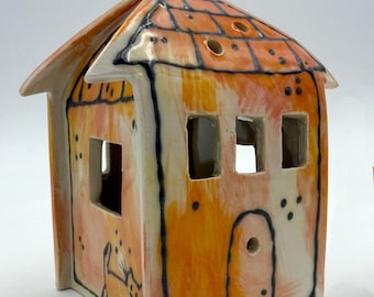 Handmade Ceramic Luminary, LightHouse, handbuilt pottery