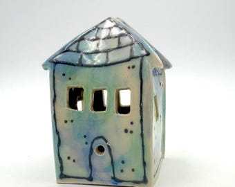 mini Handmade Ceramic Luminary, LightHouse, handbuilt pottery
