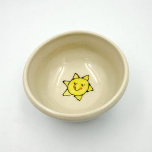 Bol pequeño Sunshine hecho a mano, cerámica de gres blanco, esmalte turquesa.