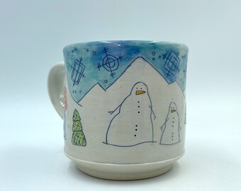 Winter Town Handmade Pottery Mug