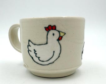 Chicken Cocoa Cup, small handmade ceramic mug