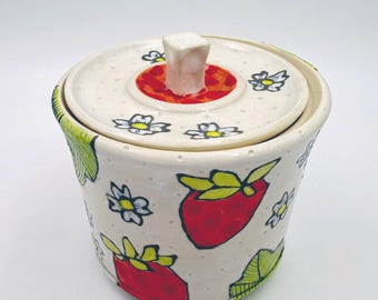 Strawberry Field Sugar Bowl/ Small Lidded Canister