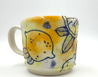 Lemon Love Mug, handmade ceramic mug, gift for lemon lover, hostess gift