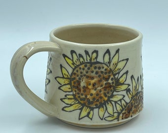 Sunflower Mug Handmade Pottery