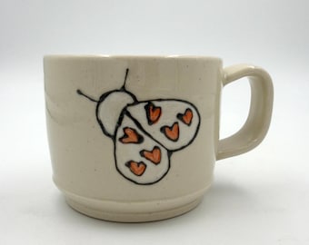 Ladybug Cocoa Cup, handmade mug, gift for Valentine