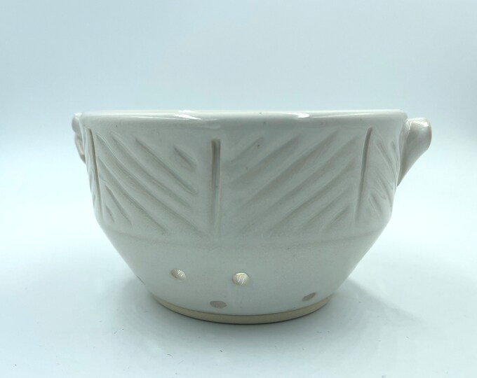 Berry Bowl in Cream, Handmade Pottery colander, strainer