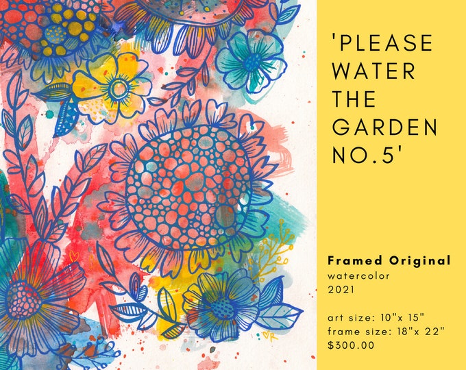 Please Water the Garden no.5, original framed Watercolor Painting