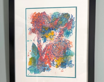 Please Water the Garden no.5, original framed Watercolor Painting