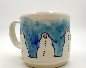 Snowmen Melt, Handmade Pottery Mug