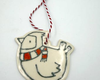 Winter Cardinal Handmade Ceramic Ornament
