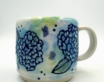 Blue Zinnia Handmade Ceramic Mug