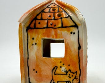 Handmade Ceramic Luminary, LightHouse, handbuilt pottery