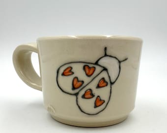 Ladybug Cocoa Cup, handmade mug, gift for Valentine