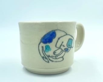 Napping Puppy Cocoa Cup, handmade mug, cup for kids, gift for toddler, gift for dog lover