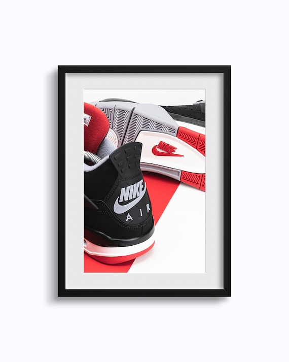 Nike Air Jordan Iv Bred Hero Hype Hypebeast Michael Sneaker Shoe Art Design Wall Home Decor Poster Artwork Trainer Sneakerhead Prints