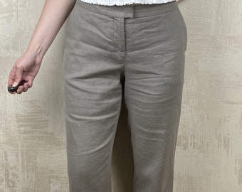 Fabiana Filippi Linen Blend Beige Chino Women's Pants Made in Italy Size S