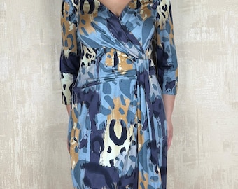 Diane von Furstenberg Zaina Multicolor Silk Abstract Wrap Dress Size 12
