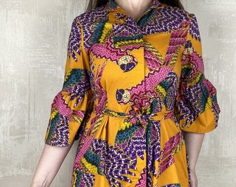 Farm Rio Cotton Tropical Bird Print Sundress Boho Mini Dress Vintage Size XS