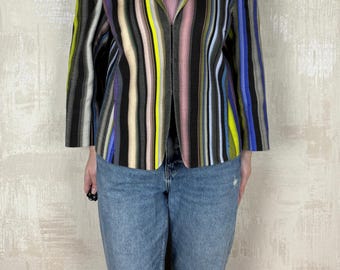 Akris Punto Cotton Multicolor Striped Women's Blazer Size L