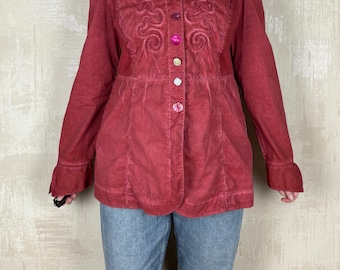 Bottega by Elisa Cavaletti Red Washed Cotton Women's Shirt Size L