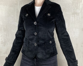 Vintage Marlboro Classics Quality Label Velvet Black Jacket Women's Blazer Size 42 Made in Italy