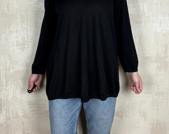 Ritva Falla Black Merino Wool Oversized Women's Sweater Size L
