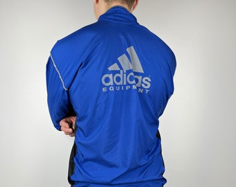 90's Adidas Equipment Vintage Big Logo Back Light Jacket Men's Size M Blue Retro Athletic